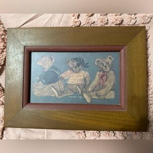 Vintage Framed Teddy Bear Print (Sullins House Inc. 1984) Nursery Decor